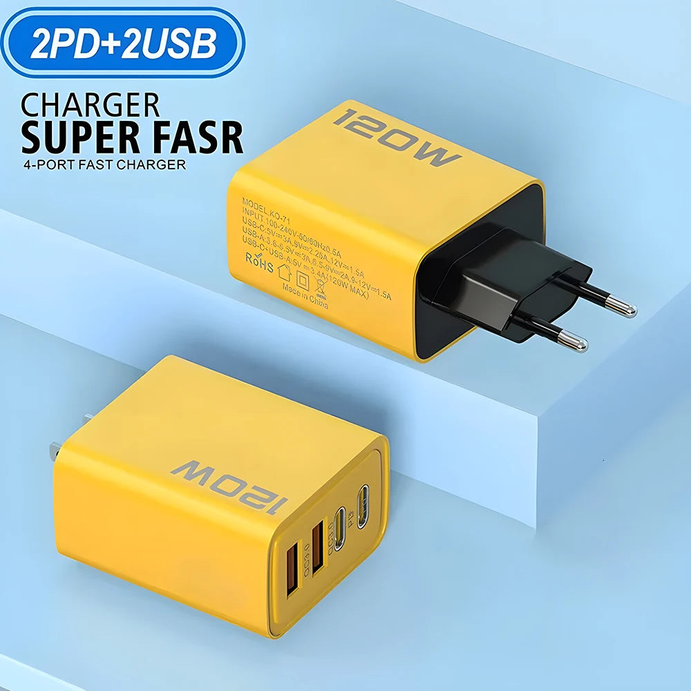4 Ports USB C PD Charger Quick Charge 3.0 Type C USB