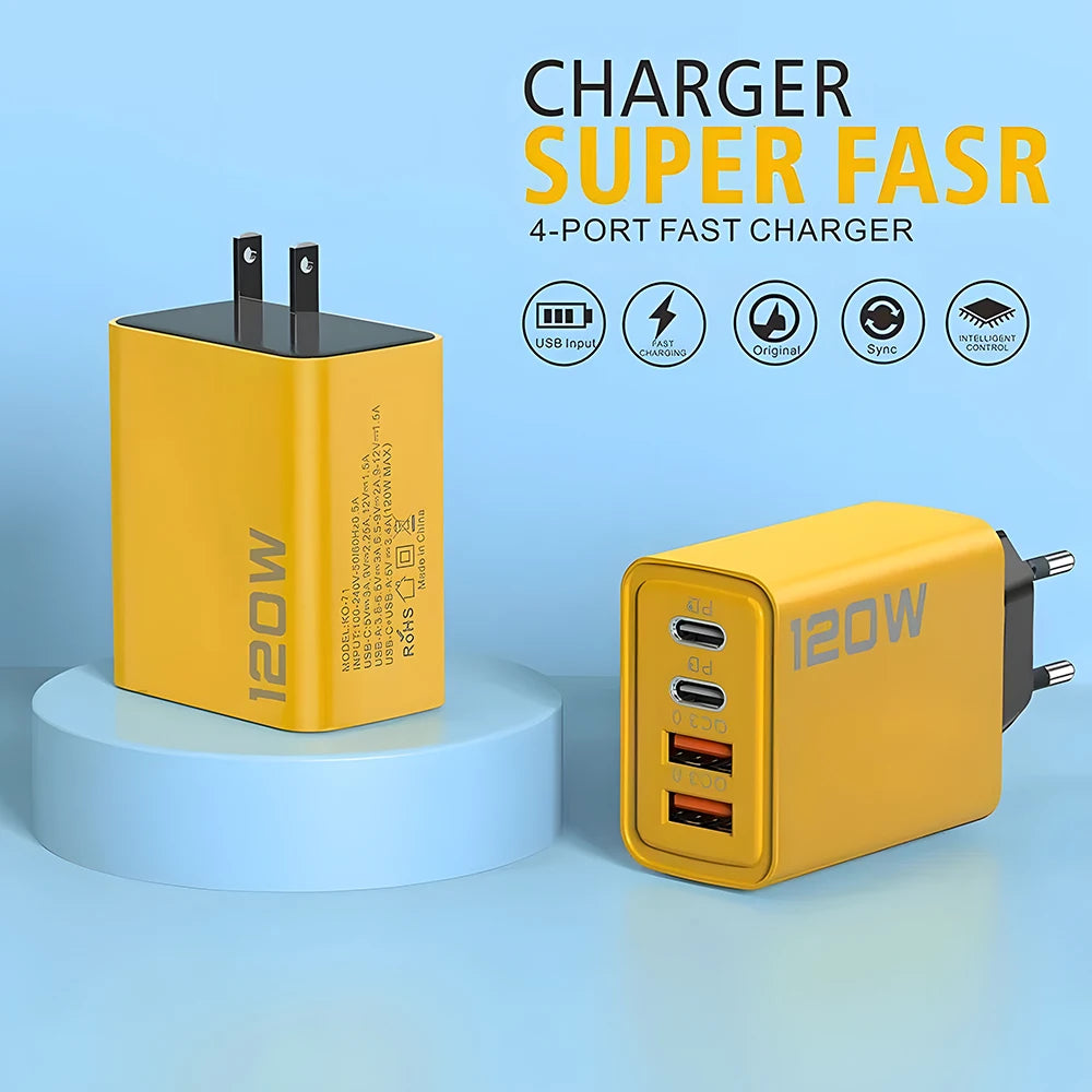 4 Ports USB C PD Charger Quick Charge 3.0 Type C USB