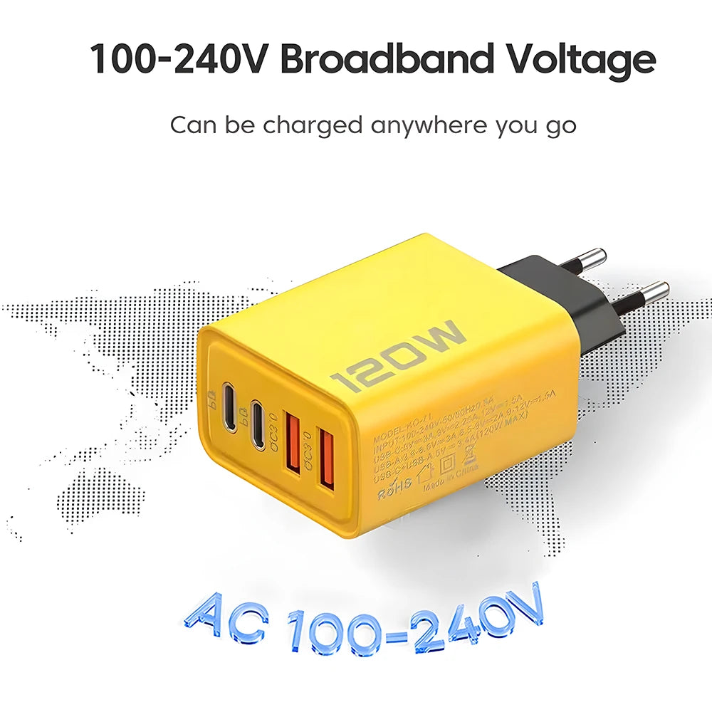 4 Ports USB C PD Charger Quick Charge 3.0 Type C USB