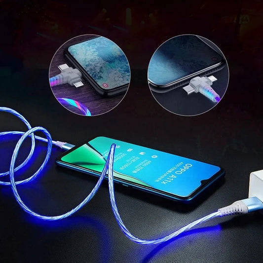 3in1 5A Flowing Light Up Data Cord Fast Charging party Line Micro USB Type-C