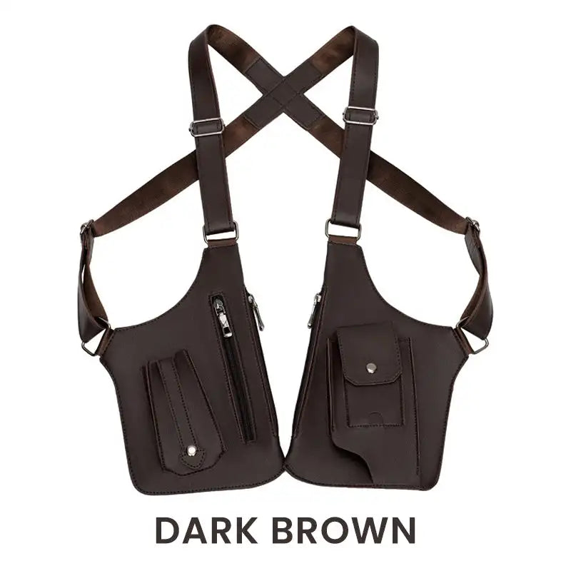 Retro Double Shoulder Strap Multi-pocket