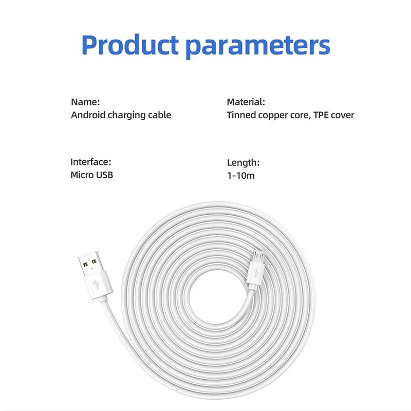 3m/5m/6m/7m/8m/10m/12m/14m Micro USB Charging Charger Cable For Android Smart Phone Camera USB Extended Charging Cable