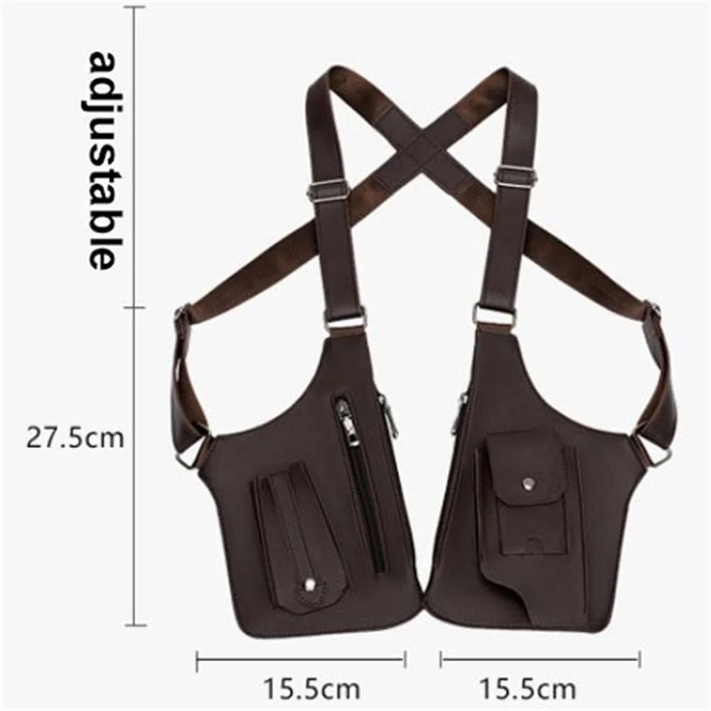 Retro Double Shoulder Strap Multi-pocket
