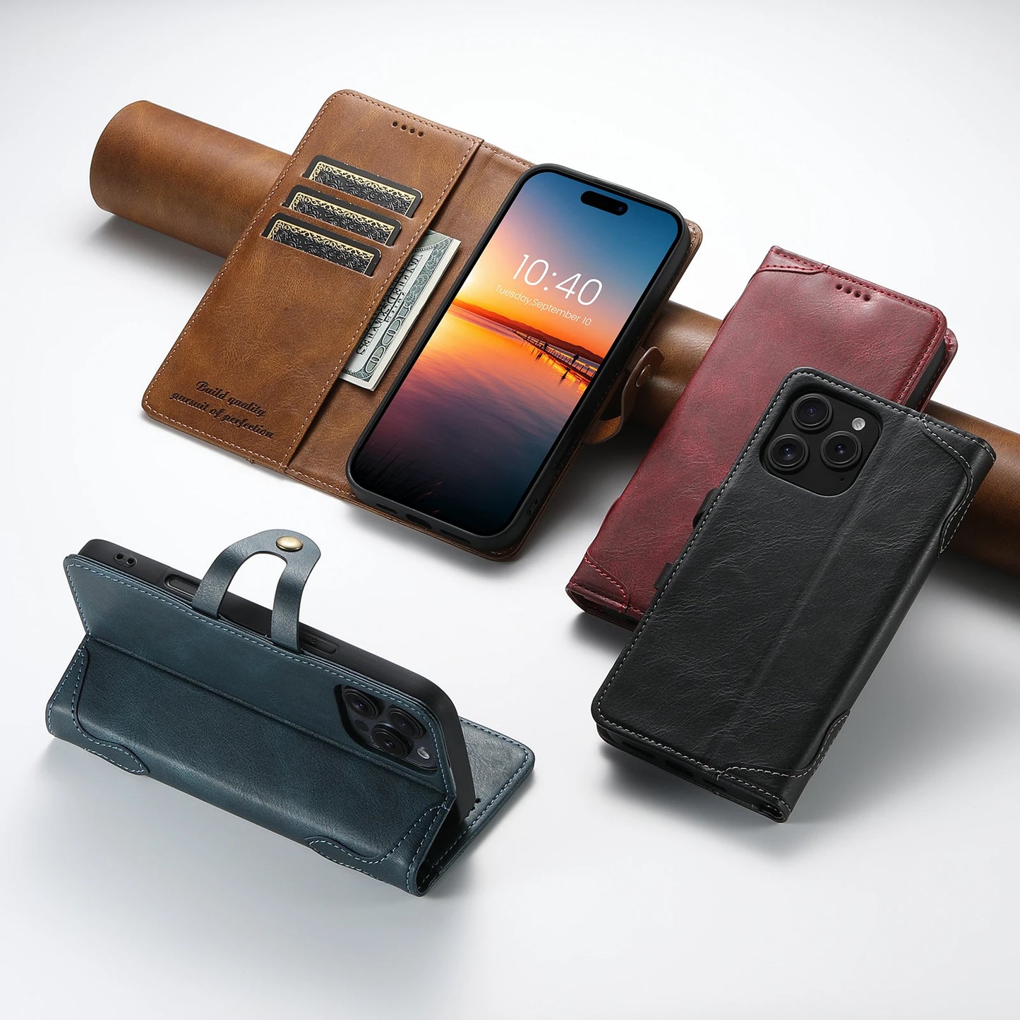 Flip Leather Wallet Phone Case for iPhone