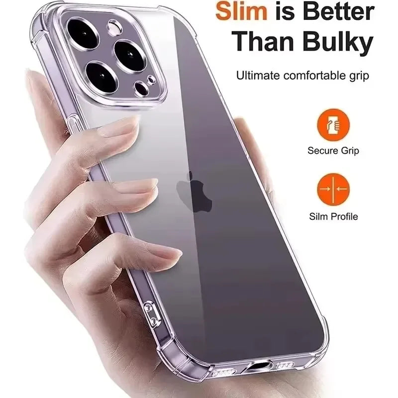 Transparent Phone Case for IPhone 16 11 12 13 14 15 Pro Max Mini TPU Silicone for IPhone XS Max XR 8 7Plus Back Cover Clear Case