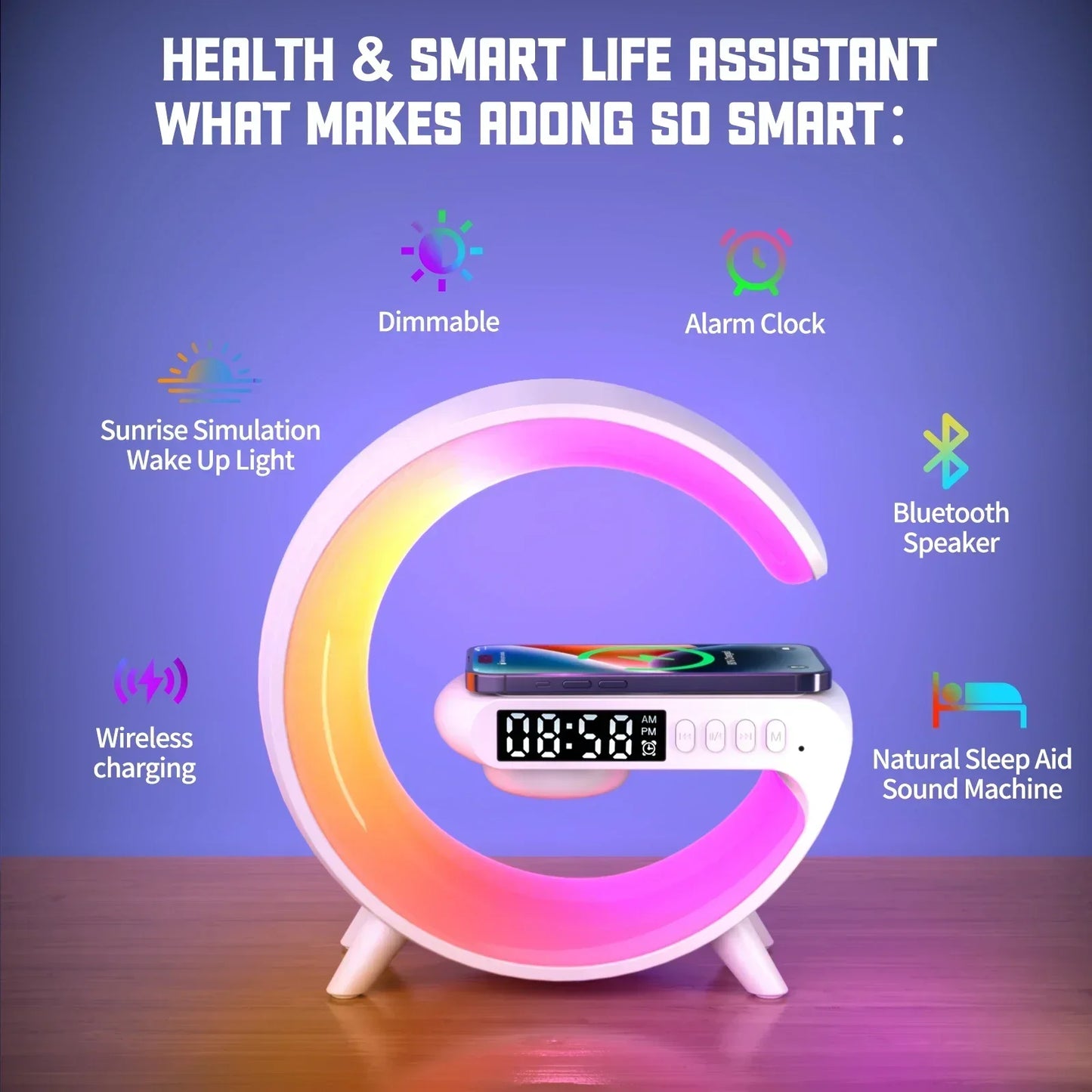 Multifunction Wireless Charger Stand Pad RGB Light