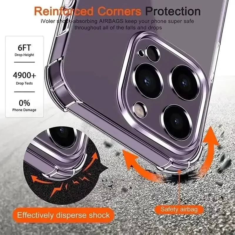 Transparent Phone Case for IPhone 16 11 12 13 14 15 Pro Max Mini TPU Silicone for IPhone XS Max XR 8 7Plus Back Cover Clear Case