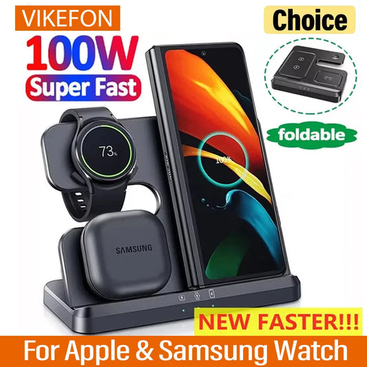 APPEL & SAMSUNG : 100W 3 in 1 Wireless Charger Stand